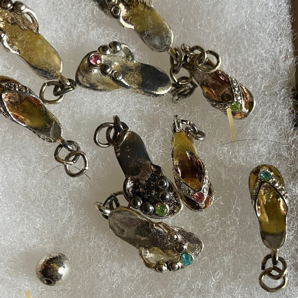 Silver Flip Flop Charm Bracelet